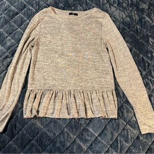 Gray Peplum Lightweight Sweater